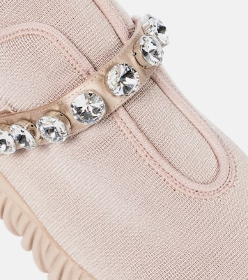 Slip-on in maglia con cristalli | Miu Miu