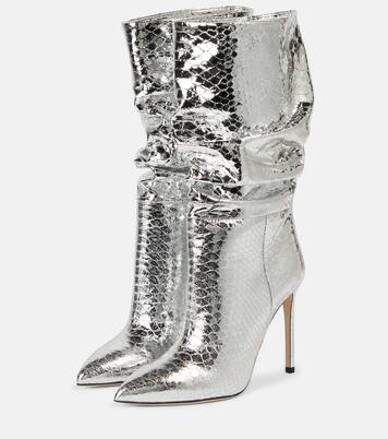 Slouchy python-effect leather boots | Paris Texas