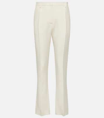 Pantalon à taille haute en laine et soie | Valentino