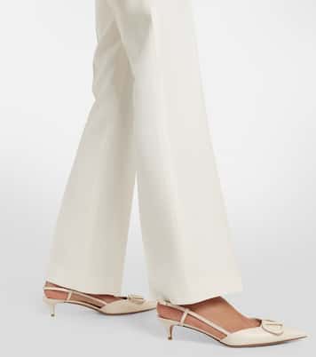 Pantalon à taille haute en laine et soie | Valentino