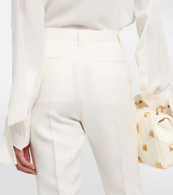 Pantalon à taille haute en laine et soie | Valentino