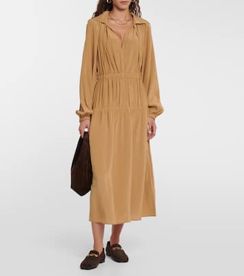 Dryden silk crêpe de soie midi dress | Joseph