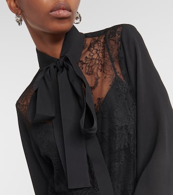 Blusa in misto seta con pizzo | Elie Saab