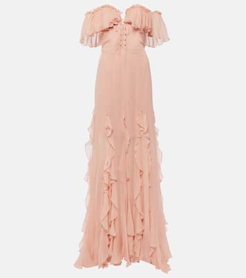 Off-Shoulder-Robe Galiya aus Seiden-Georgette | Costarellos