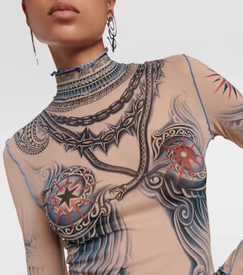 Vestido midi Tattoo Collection translúcido | Jean Paul Gaultier