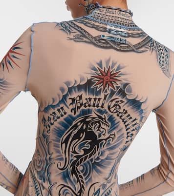 Vestido midi Tattoo Collection translúcido | Jean Paul Gaultier