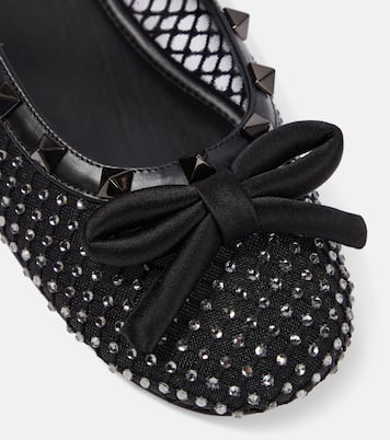 Rockstud embellished mesh ballet flats | Valentino Garavani