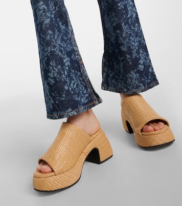 Butterfly raffia platform mules | Ganni