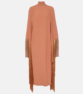Vestido midi Del Mar de crepé con flecos | Taller Marmo