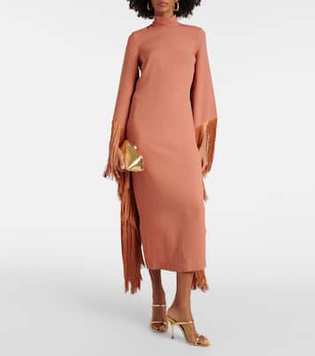 Vestido midi Del Mar de crepé con flecos | Taller Marmo