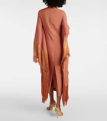 Vestido midi Del Mar de crepé con flecos | Taller Marmo