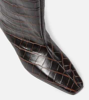 Wide Shaft croc-effect leather knee-high boots | Toteme