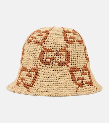 GG raffia-effect cloche hat | Gucci