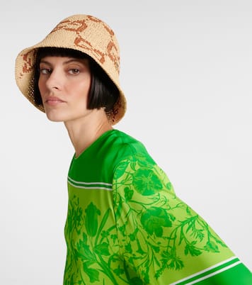 GG raffia-effect cloche hat | Gucci