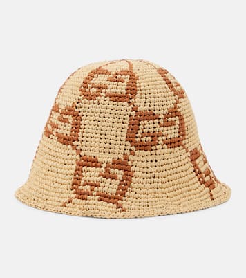 GG raffia-effect cloche hat | Gucci