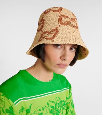 GG raffia-effect cloche hat | Gucci