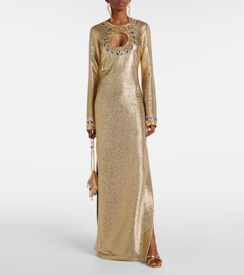 Abito lungo in lurex® con cristalli e cut-out | Rabanne