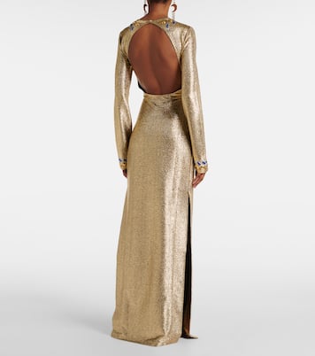 Abito lungo in lurex® con cristalli e cut-out | Rabanne