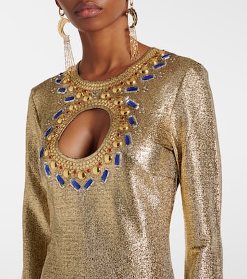 Abito lungo in lurex® con cristalli e cut-out | Rabanne