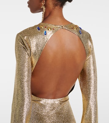 Abito lungo in lurex® con cristalli e cut-out | Rabanne