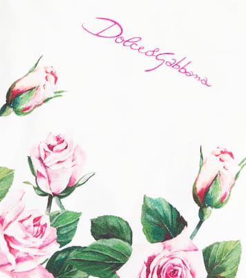 Camiseta de algodón floral con logo | Dolce&Gabbana Kids