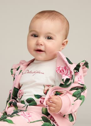 Camiseta de algodón floral con logo | Dolce&Gabbana Kids