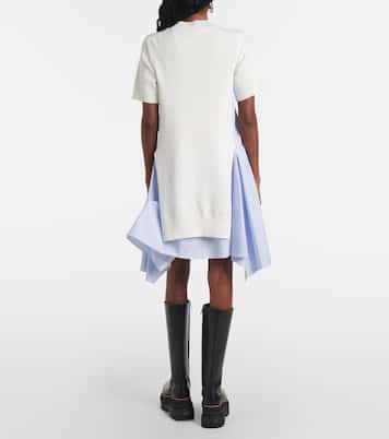فستان ميدي من القطن البوبلين المخلوط بخطوط | Sacai