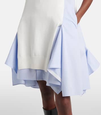 فستان ميدي من القطن البوبلين المخلوط بخطوط | Sacai