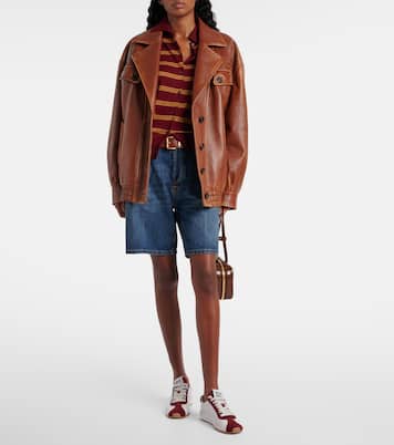 Cardigan in cashmere e seta a righe | Miu Miu