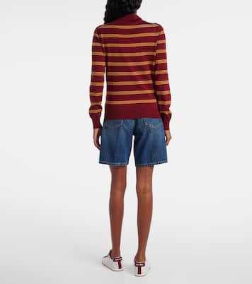 Cardigan in cashmere e seta a righe | Miu Miu