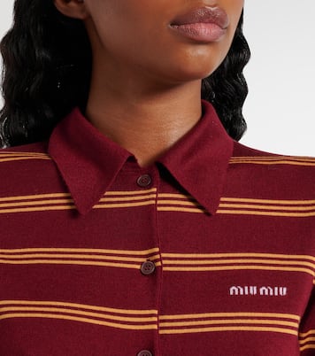 Cardigan in cashmere e seta a righe | Miu Miu