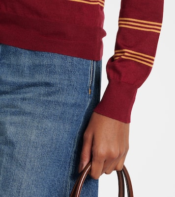 Cardigan in cashmere e seta a righe | Miu Miu