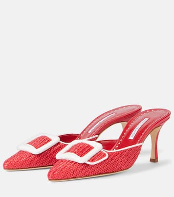 Mules Maysale 70 aus Raffiabast mit Leder | Manolo Blahnik