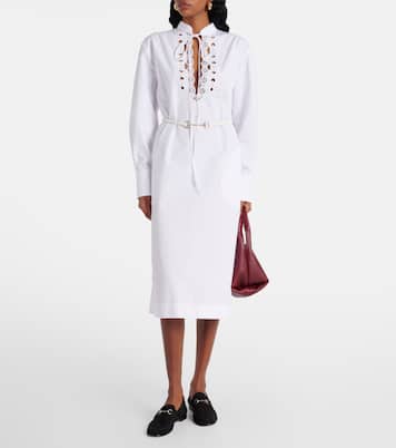 Abito midi Horsebit in popeline di cotone | Gucci