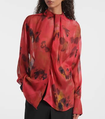 Blusa de seda estampada drapeada | Victoria Beckham