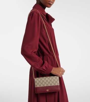 GG Marmont Petite leather wallet on chain | Gucci