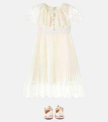Caped chiffon and lace dress | Self-Portrait Kids