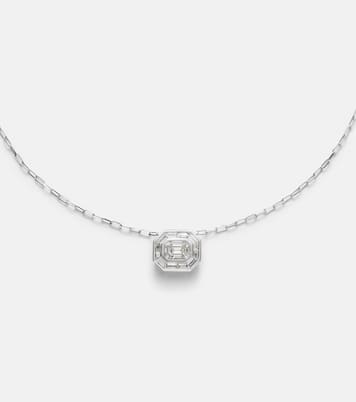 Collar con colgante Bezel Illusion de oro blanco de 18 ct con diamantes | Shay Jewelry