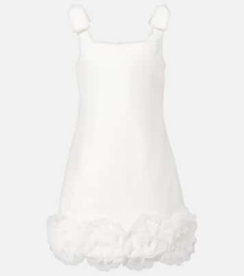 Bridal floral-appliqué crêpe minidress | Self-Portrait