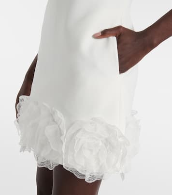 Bridal floral-appliqué crêpe minidress | Self-Portrait