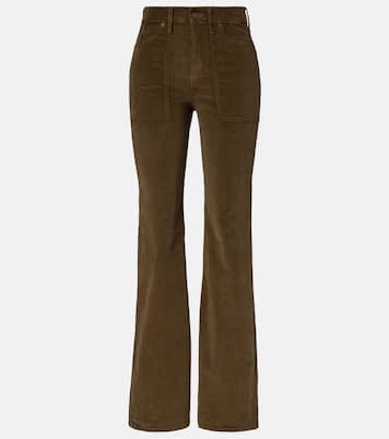 Pantalones anchos de pana de algodón de tiro alto | Veronica Beard