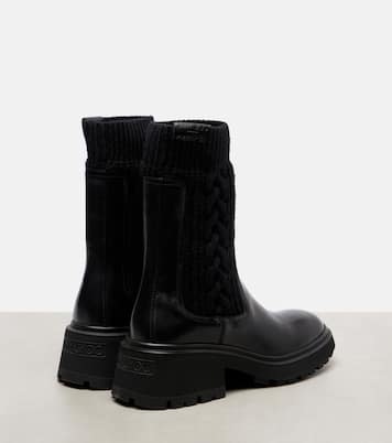 Tamia cable-knit leather ankle boots | Jimmy Choo