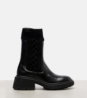 Tamia cable-knit leather ankle boots | Jimmy Choo