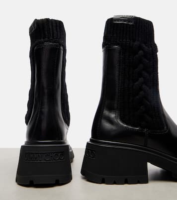 Tamia cable-knit leather ankle boots | Jimmy Choo
