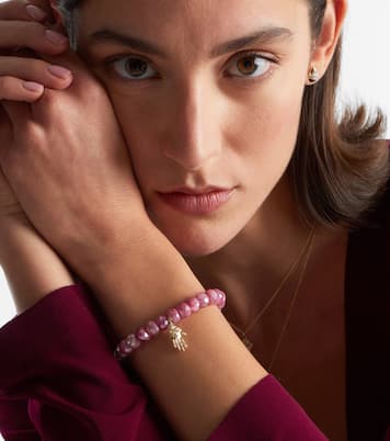 Pulsera de oro de 14 ct con piedras de luna y diamantes | Sydney Evan