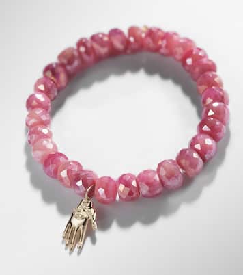 Pulsera de oro de 14 ct con piedras de luna y diamantes | Sydney Evan