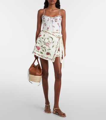 Luna floral linen beach cover-up | Agua by Agua Bendita