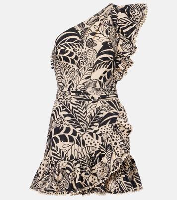 Vestido corto asimétrico Corinne de algodón | Poupette St Barth