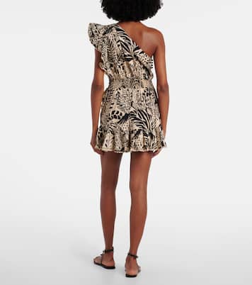 Vestido corto asimétrico Corinne de algodón | Poupette St Barth