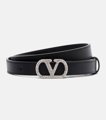 VLogo crystal-embellished leather belt | Valentino Garavani